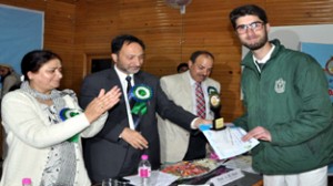 Winners being felicitated by Vice Chancellor Kashmir University, Prof A M Shah in Srinagar.  