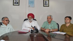Vice Chancellor, JU and other dignitaries addressing media persons in Jammu on Wednesday.