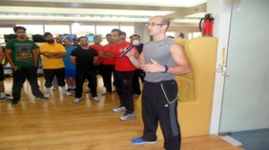 Justin Wright, ace fitness trainer inaugurating Weight Loss Chamber at Gold's Gym in Jammu.
