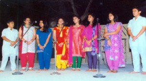 The student of KC Public School presenting folk song during cultural heritage evening on Monday.