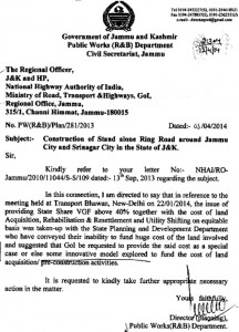 Copy of State Government communique to NHAI.