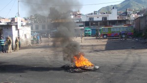 A view of bandh and protest in Poonch town on Friday. —Excelsior/Harbhajan