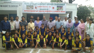 Winners posing for a group photograph alongwith dignitaries in Reasi on Thursday.