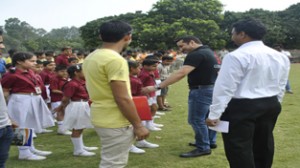 Chaitanya Chowdhary, president of J&K Petanque Association while inaugurating 2nd Jammu District Petanque Championship.