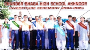 The students of Chander Bhaga High School, Akhnoor who participated  in investiture ceremony on Friday.