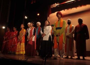 A scene from ‘Tota Aur Aaina’ staged on Thursday.