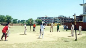 Players in action during Inter-House Volleyball Tournament.