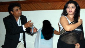 A scene from the play ‘Padaav’ staged by Shivani Cultural Society at Jammu on Saturday.