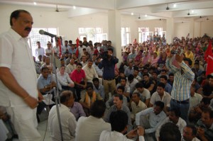 S S Slathia, MLA, interacting with people of Vijaypur on Thursday.