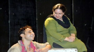 A scene from the play 'Maa Mujhe Tagore Bana De' presented in Natrang's Sunday Theatre Series.