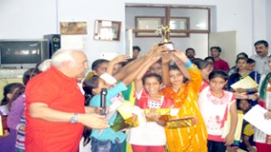 Dignitaries and students during closing ceremony of 6th Annual Summer Academic Camp in Jammu.
