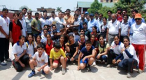 Winners of 6th Junior Drop Roball Championship posing for a group photograph during concluding ceremony. 