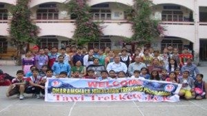 Trekkers posing alongwith officials in Jammu on Saturday.