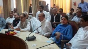 PCC chief Prof Saif-ud-Din Doz addressing party workers at Rajouri on Saturday.