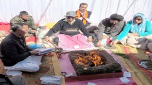 CEO SASB performing Pratham Pooja at Chandanwari on Friday.