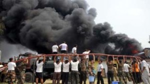 Fire fighters in action.          -Excelsior/ Rakesh