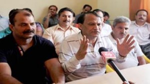 Leaders of Clerical Staff Association addressing a press conference at Jammu on Saturday. —Excelsior/Rakesh