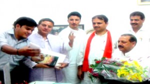 BJP cultural cell members submitting a memorandum to Dr Jitendra Singh in New Delhi.