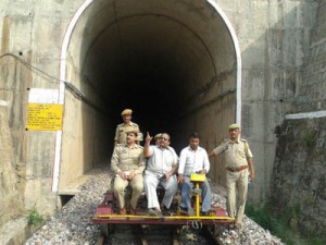 SSP GRP Abhay Mahajan taking stock of security arrangements on Udhampur-Katra track on Thursday.