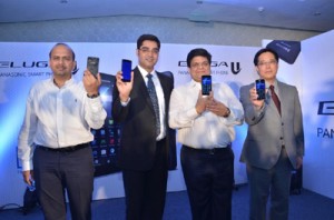 Representatives of Panasonic introducing ELUGA in India on Wednesday.