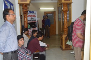 Students during placement drive launched by HCL Career Development Centre in Jammu.