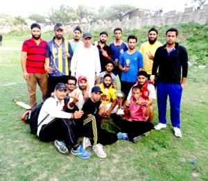 Bajalta Club players posing after winning the Friends Cup title in Jammu on Saturday.
