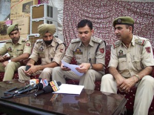 SP South Rahul Malik interacting with media persons at Jammu on Monday.