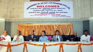 Dignitaries during a book release function on Friday.