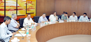 Dr Jitendra Singh addressing a meeting of Ministry of Earth Sciences at New Delhi on Wednesday.