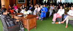 First lady Usha Vohra in a function of India CEO Forum of IMA at Gulmarg on Saturday.