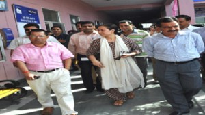 Divisional Commissioner Shantmanu during his visit to Yatri Niwas Bhagwati Nagar on Tuesday.