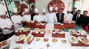 Chefs displaying Mediterranean delicacies at Hotel Asia’s ‘Yangtse’ Restaurant. -Excelsior/Rakesh