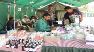 A patient receiving medicine during the camp on Friday.