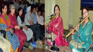 Artists playing flute during music concert at JU on Wednesday.