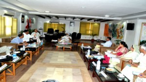 JU VC Prof M P S Ishar chairing Syndicate meeting on Monday.