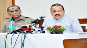 Union Minister Dr Jitendra Singh addressing a press conference at Prithvi Bhavan, New Delhi on Tuesday.