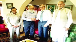 Chief Minister Omar Abdullah welcoming Haji Salam-ud-Din into party fold on Friday.
