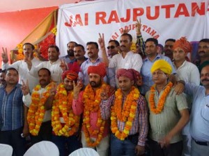 Newly elected State Committee members of Yuva Rajput Sabha posing for a group photograph at Jammu.