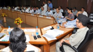 J&K Finance Minister, Abdul Rahim Rather chairing meeting of Empowered Committee of State FMs at New Delhi on Wednesday.