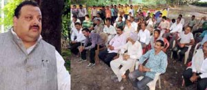 NC provincial president Devender Singh Rana interacting with people of Nagrota constituency on Friday