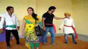 A scene from the Dogri play ‘Panchayat’, staged by artists during ongoing folk theatre workshop at Reasi.