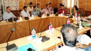 Managing Director, Sheetal Nanda chairing first ever meeting of Medical Supplies Corporation at Srinagar on Tuesday.