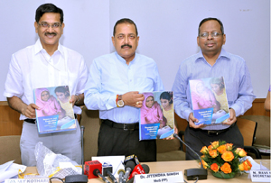Union Minister Dr Jitendra Singh releasing a book on "Good Governance Initiatives" to mark the completion of 90 days of Narendra Modi Government in New Delhi on Wednesday.