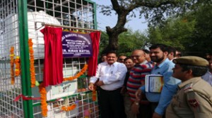 JMC Commissioner Kiran Wattal inaugurating water cooler at Manda on Tuesday.