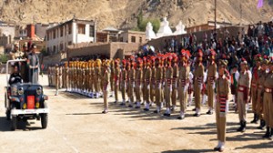 CEC LAHDC Leh Rigzin Spalbar inspecting I-Day parade at Leh.