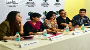 Jury members sitting on the dais at JD Institute, Jammu during a pre-Annual Design Award function.
