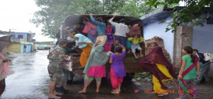 Army shifting flood affected people from Pargwal area of Jammu to safer locations.
