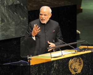 Prime Minister Narendra Modi addressing the 69th session of the United Nations General Assembly in New York on Saturday.