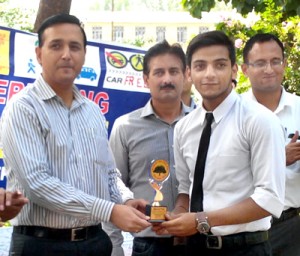Student being felicitated during World Car Free Day at Government Polytechnic Jammu.