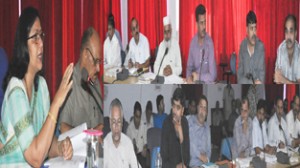 Secretary School Education, Nirmal Sharma chairing a meeting at Jammu on Saturday.